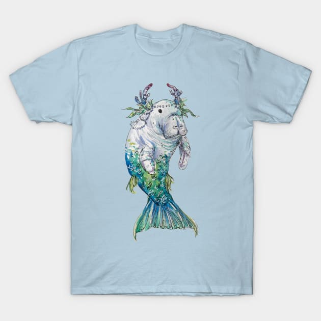 Mermaid Manatee T-Shirt by aquabun